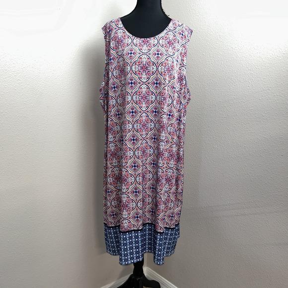 Tacera Dresses & Skirts - New Tacera A-Line Dress Women's 3X Multicolor Geometric Medallion Artsy Casual
